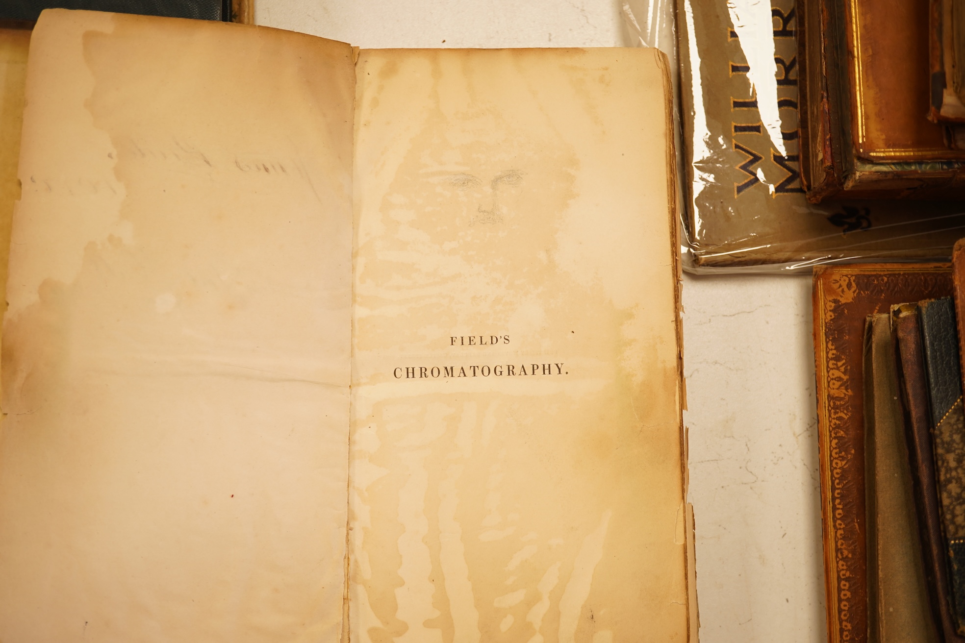 Field, George - Chromatography. A treatise on colours and pigments and of their powers in painting. new edition, improved. hand-coloured frontis, few text illus.; gilt and blind decorated cloth (distressed). Winsor & New